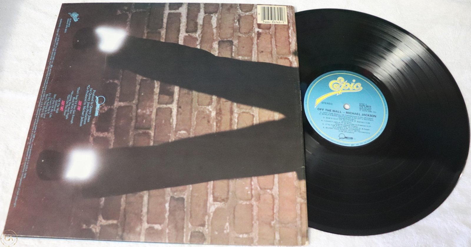 Michael Jackson Off the Wall rear cover with tracklist and Epic label close-up