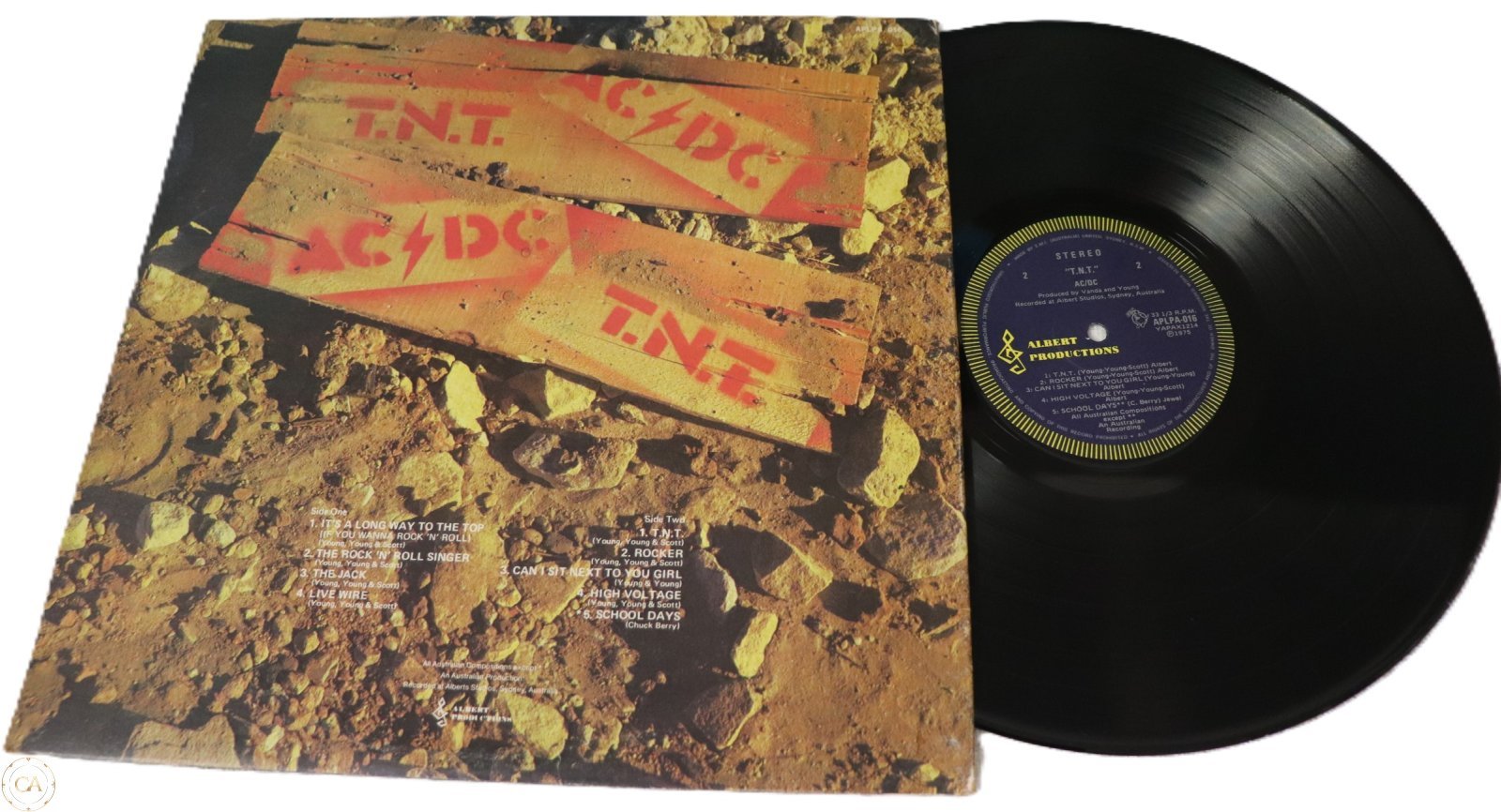 AC/DC TNT back cover with tracklist and credits