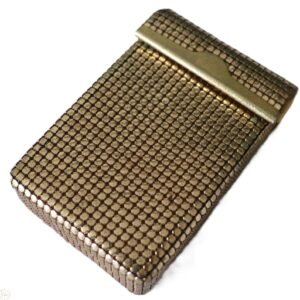 vintage gold mesh cigarette case closed view