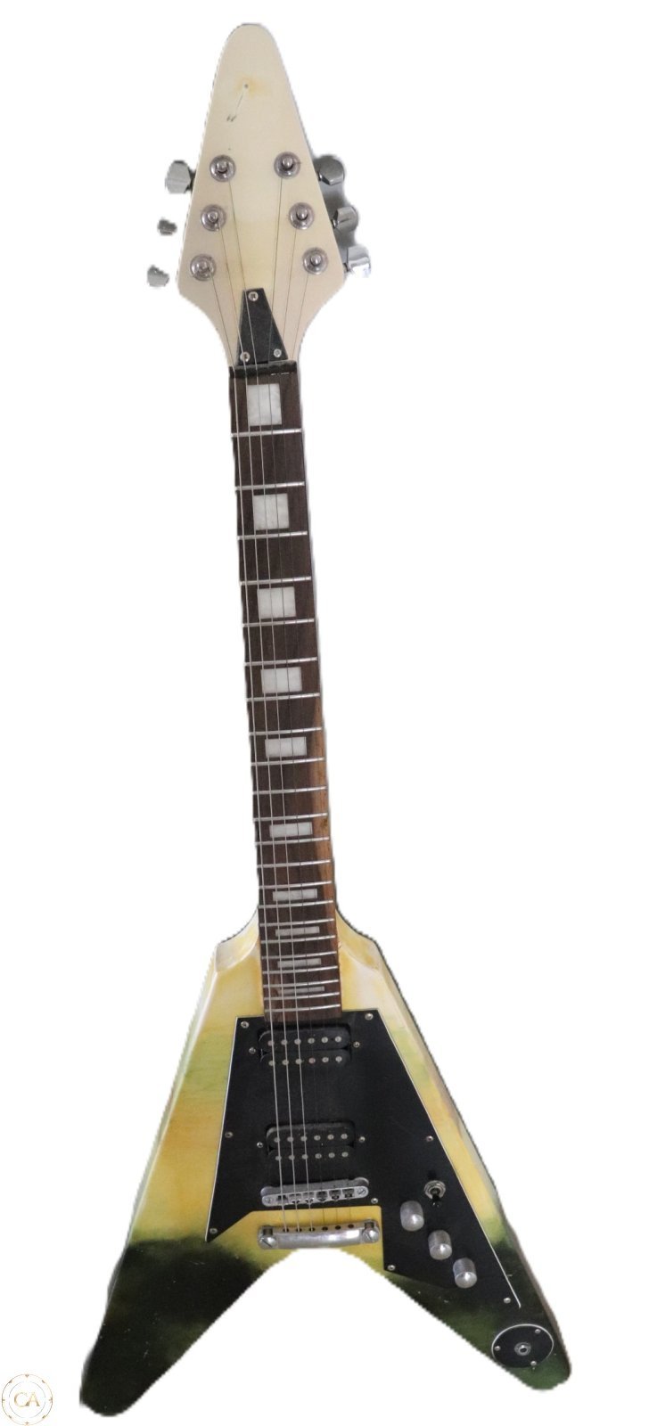vintage Flying V electric guitar full front view
