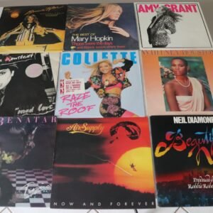 Front covers of nine soft rock and pop LPs including Whitney Houston, Pat Benatar, and Linda Ronstadt
