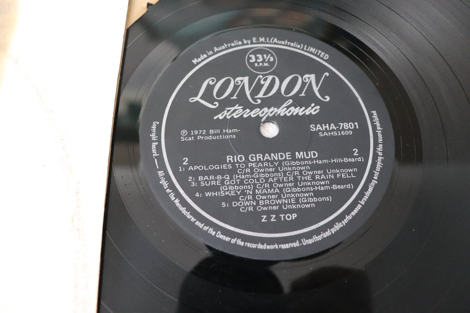 Original London Records pressing of Rio Grande Mud by ZZ Top