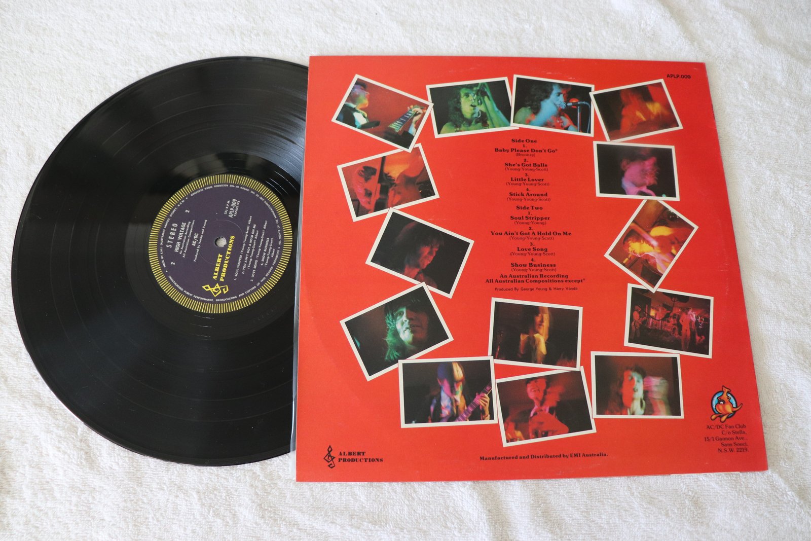 AC/DC High Voltage vinyl record purple label