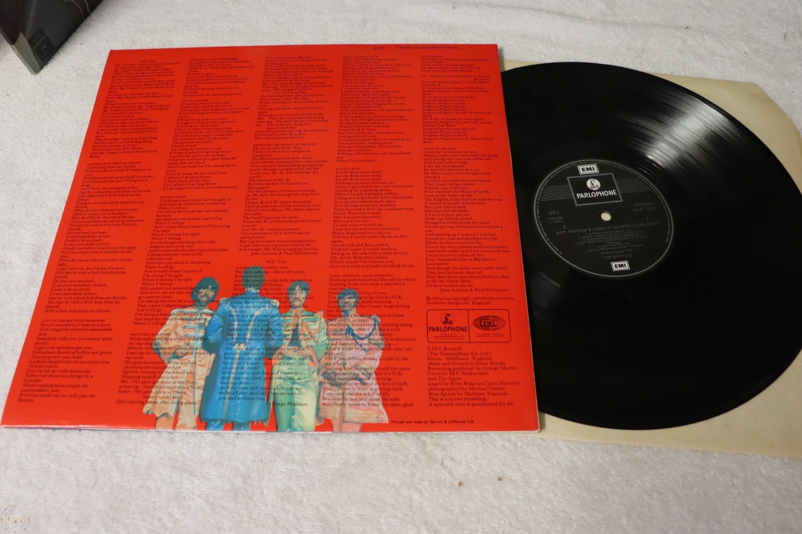 Back cover lyrics Sgt Pepper Beatles LP