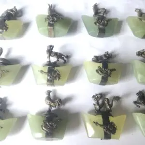 LOT 94 - Chinese Zodiac Animal Miniatures on Green Jade Bases – Complete Set of 12