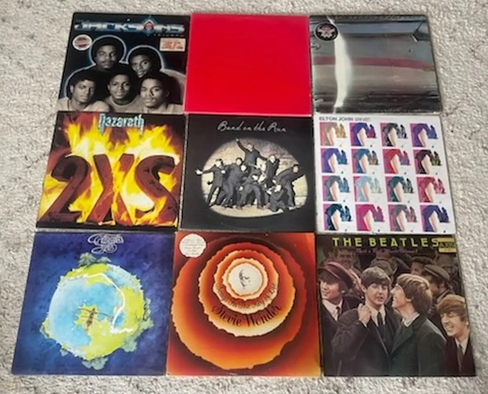 Classic rock and pop vinyl record collection