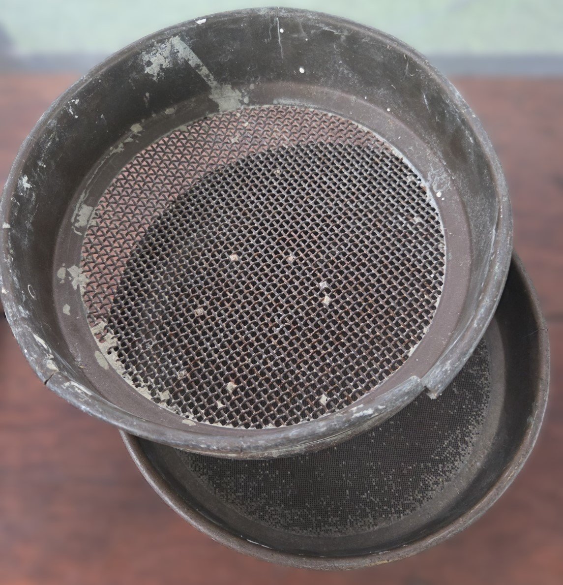 Vintage metal sieve coarse mesh