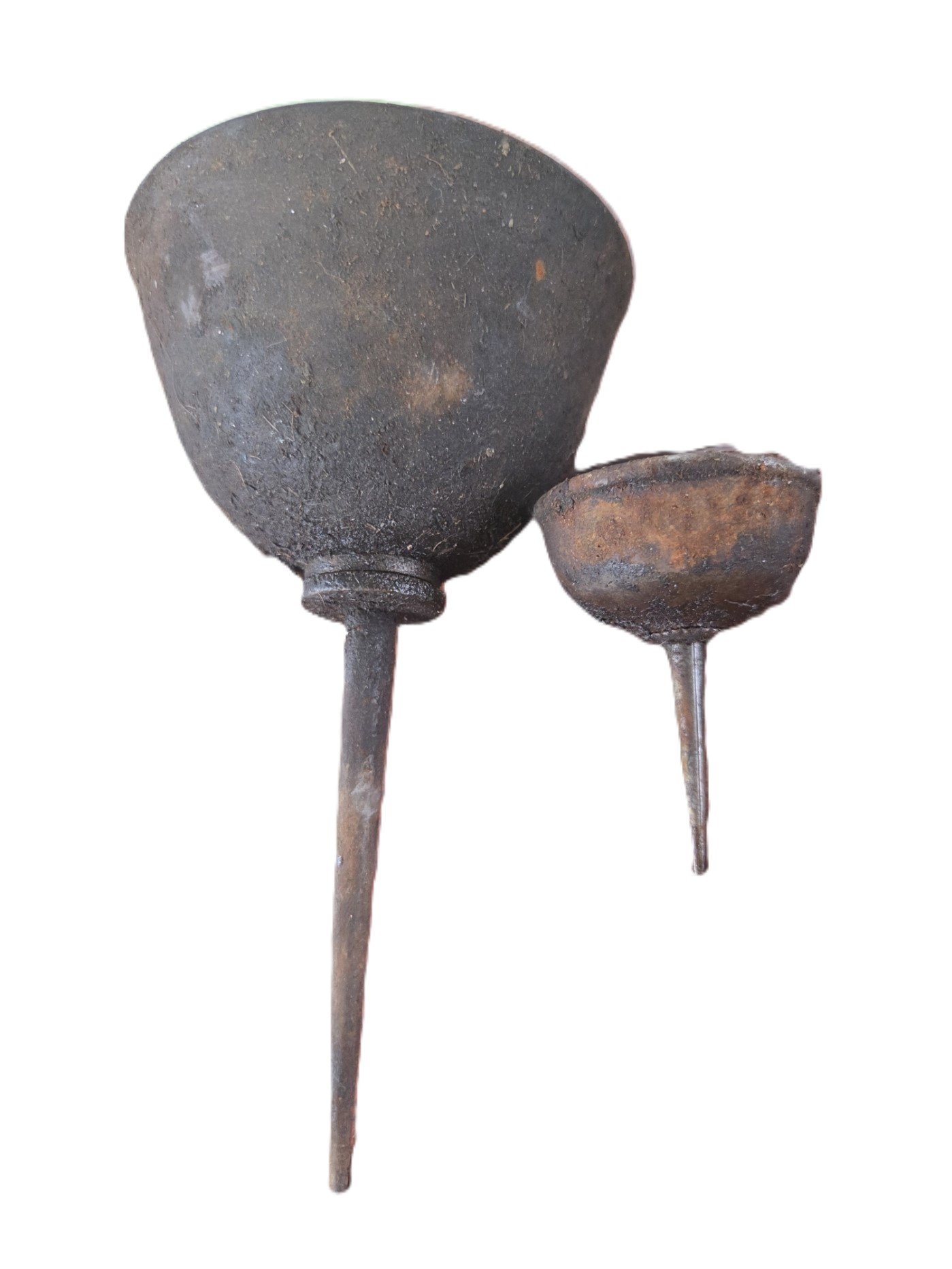 Rustic oil cans showing patina and wear