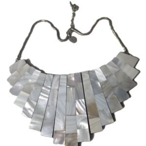 Iridescent mother of pearl panel necklace