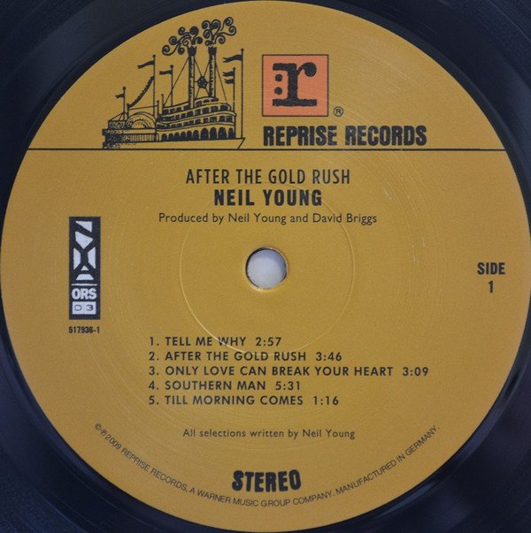 Neil Young After the Gold Rush vinyl record label