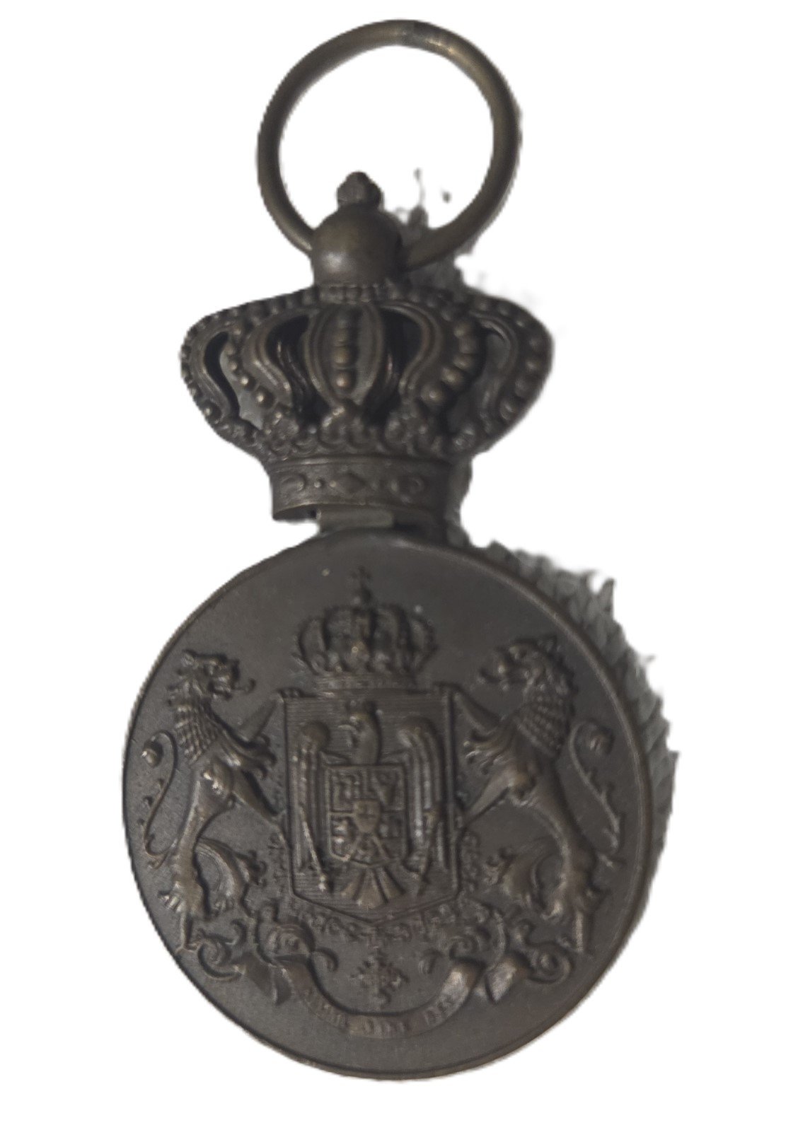 Romanian royal coat of arms medal with crown suspension