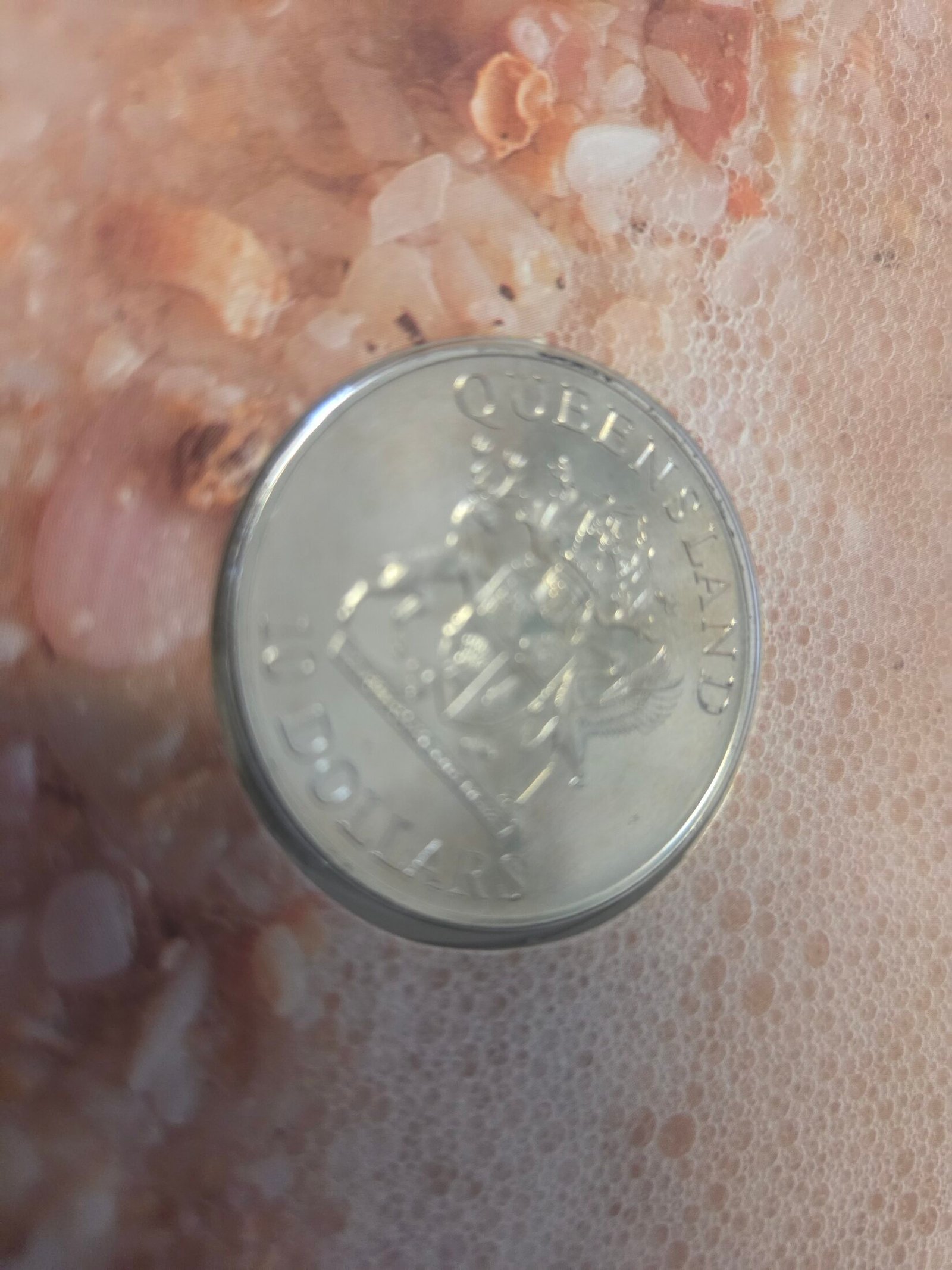 Close-up of 1989 Queensland $10 silver coin uncirculated