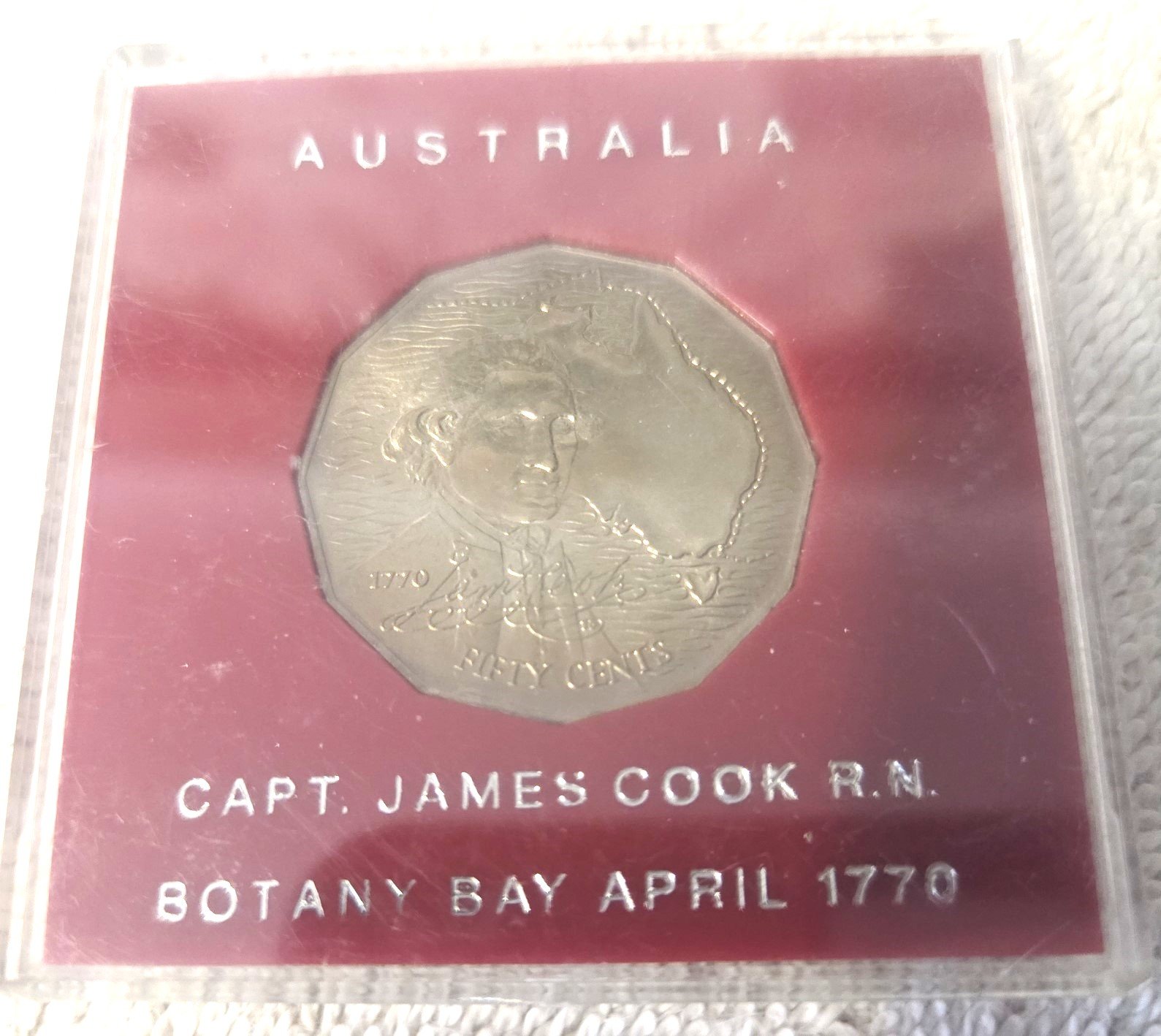 1970 Captain James Cook Botany Bay 50 cent coin