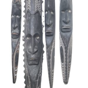 Set of five Papua New Guinea style tribal masks front view