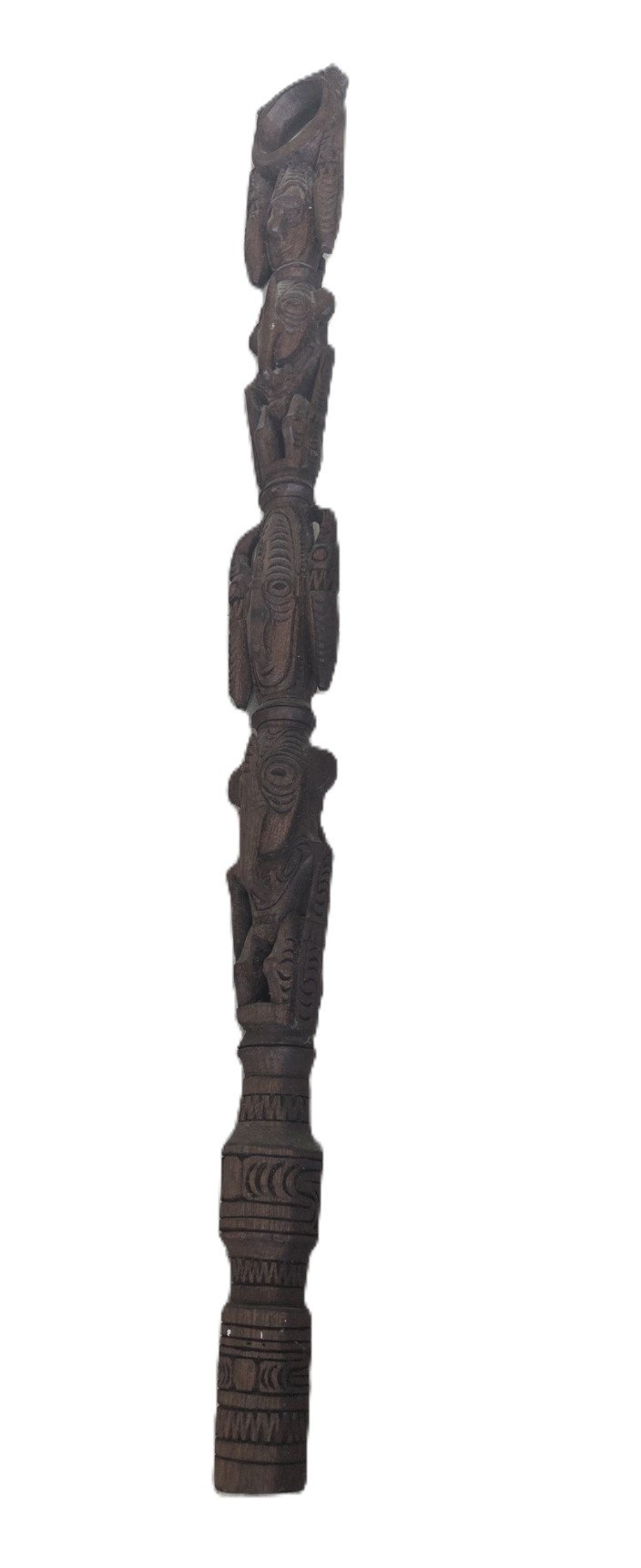 Large PNG carved walking stick full length