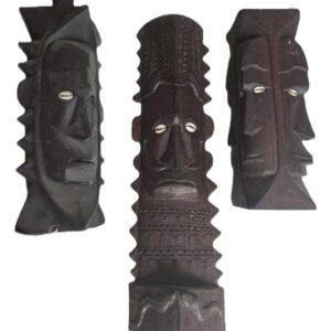 hand carved timber tribal mask and blocks lot 199