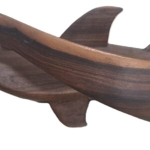 carved wooden shark with real teeth