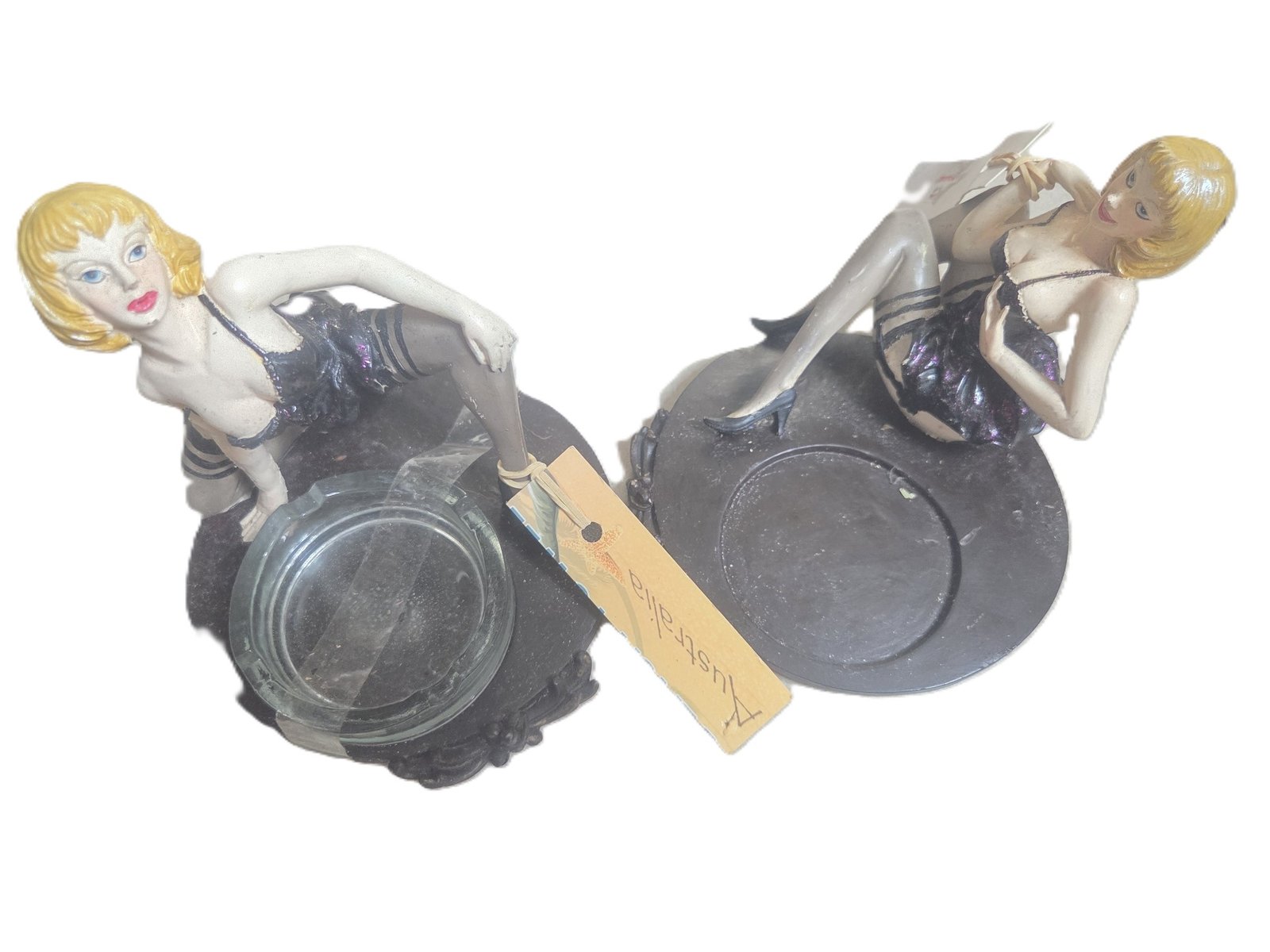 retro ceramic lady ashtray set