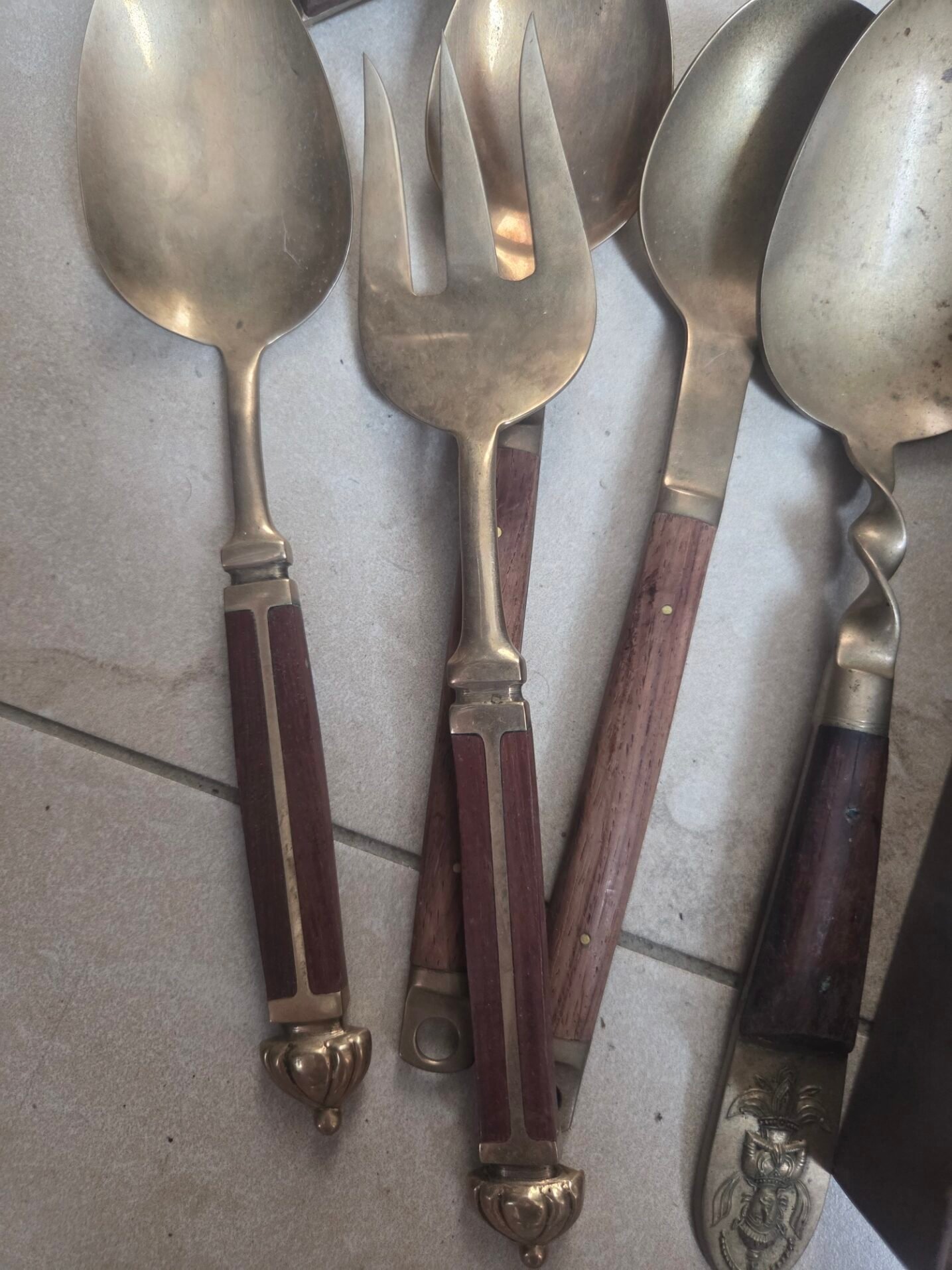 vintage thai brass serving utensils