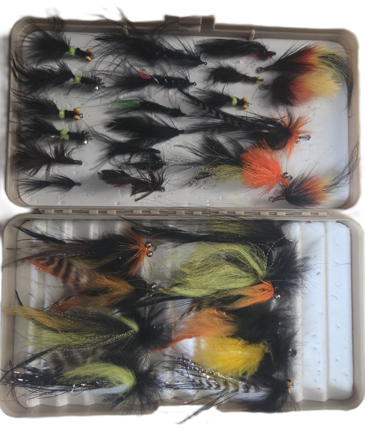 Fly fishing lure collection streamers and feathered flies