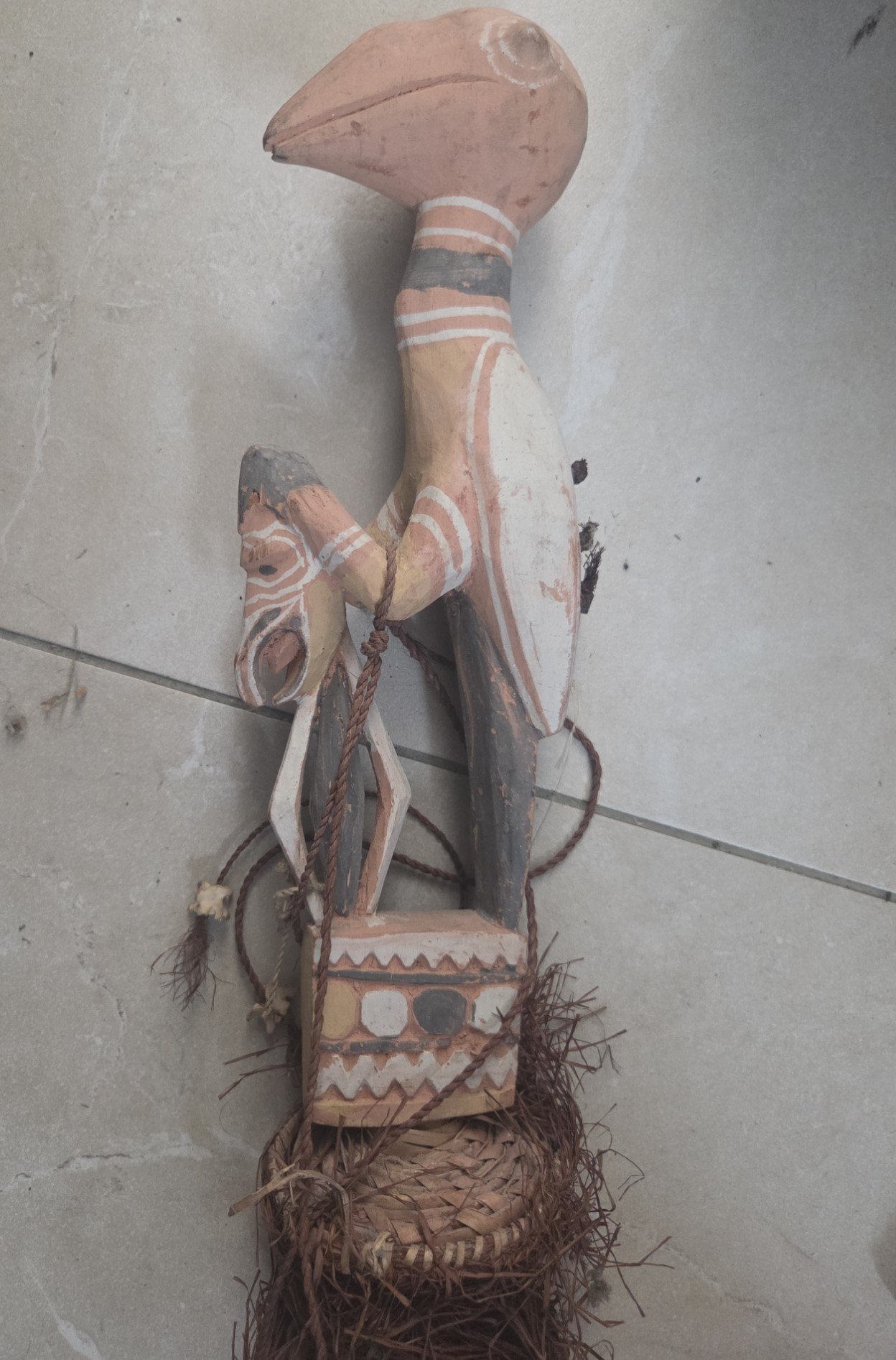 Papua New Guinea style carved wooden staff