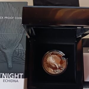 LOT077 2020 Australia at Night Echidna 1oz Silver Black Proof Coin