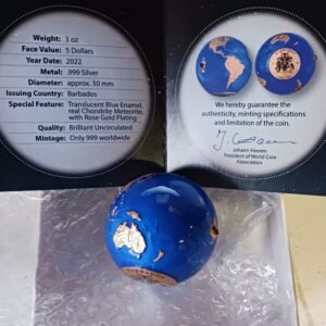 Barbados globe coin with rose gold plated continents