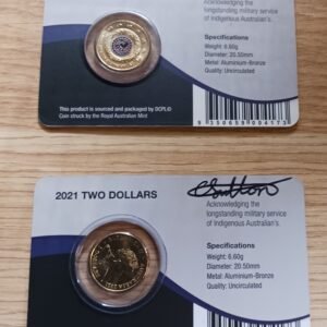 2021 Indigenous Military Service $2 coin signed by Chern'ee Sutton