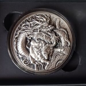 LOT082 2021 Chinese Dragon & Ox Auspicious Dragon Zodiac Pairings 2oz Silver Coin