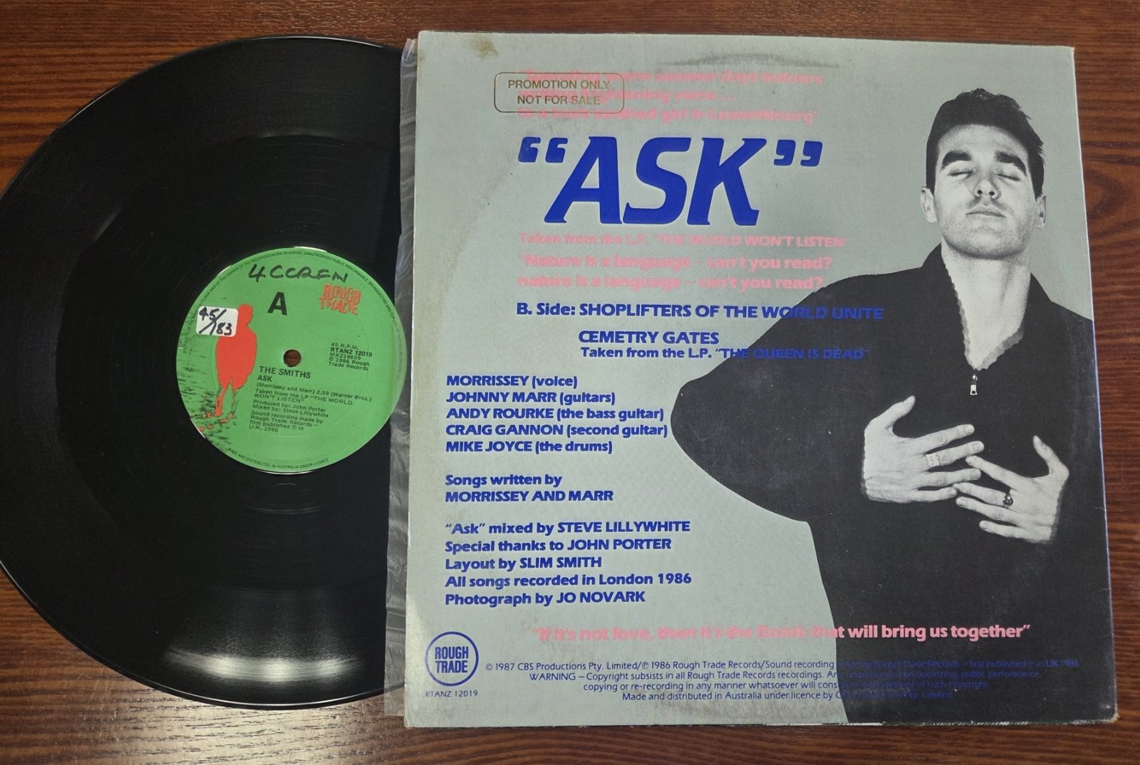 The Smiths Ask picture sleeve front cover