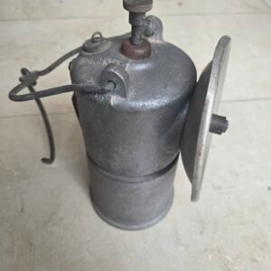 Vintage carbide lamp with wire bail handle