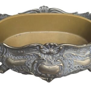 Decorative brass planter with embossed floral motifs