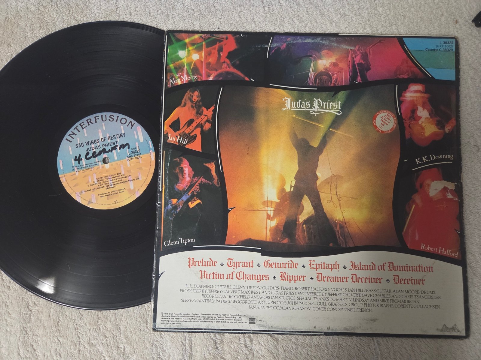 Judas Priest Sad Wings of Destiny vinyl record and gatefold sleeve