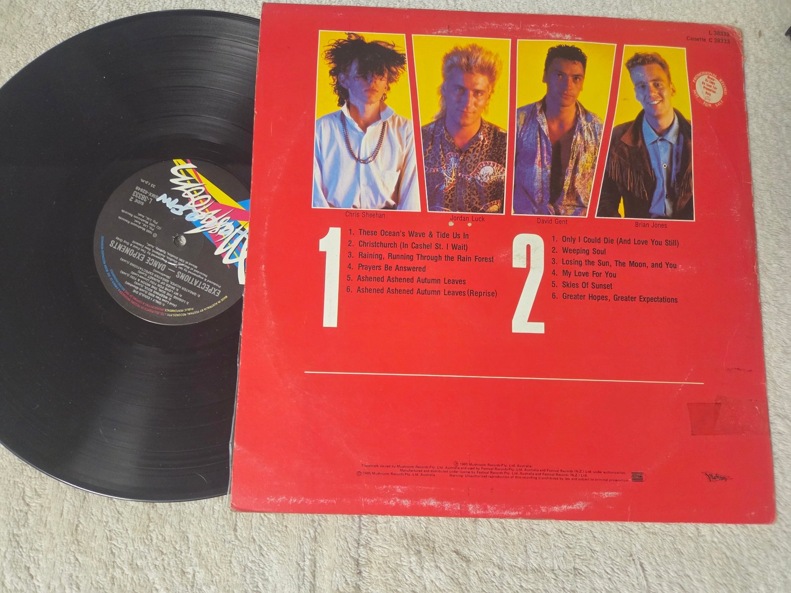 Dance Exponents Expectations vinyl record and rear sleeve