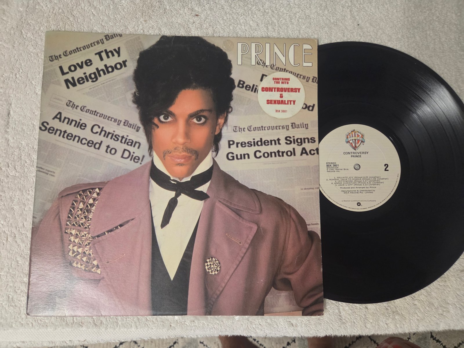 Prince Controversy Australian vinyl LP front cover