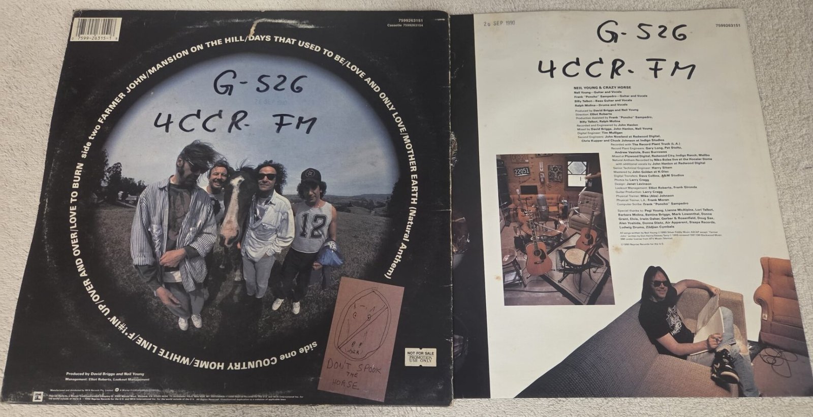 Neil Young Ragged Glory LP with original promotional inner sleeve