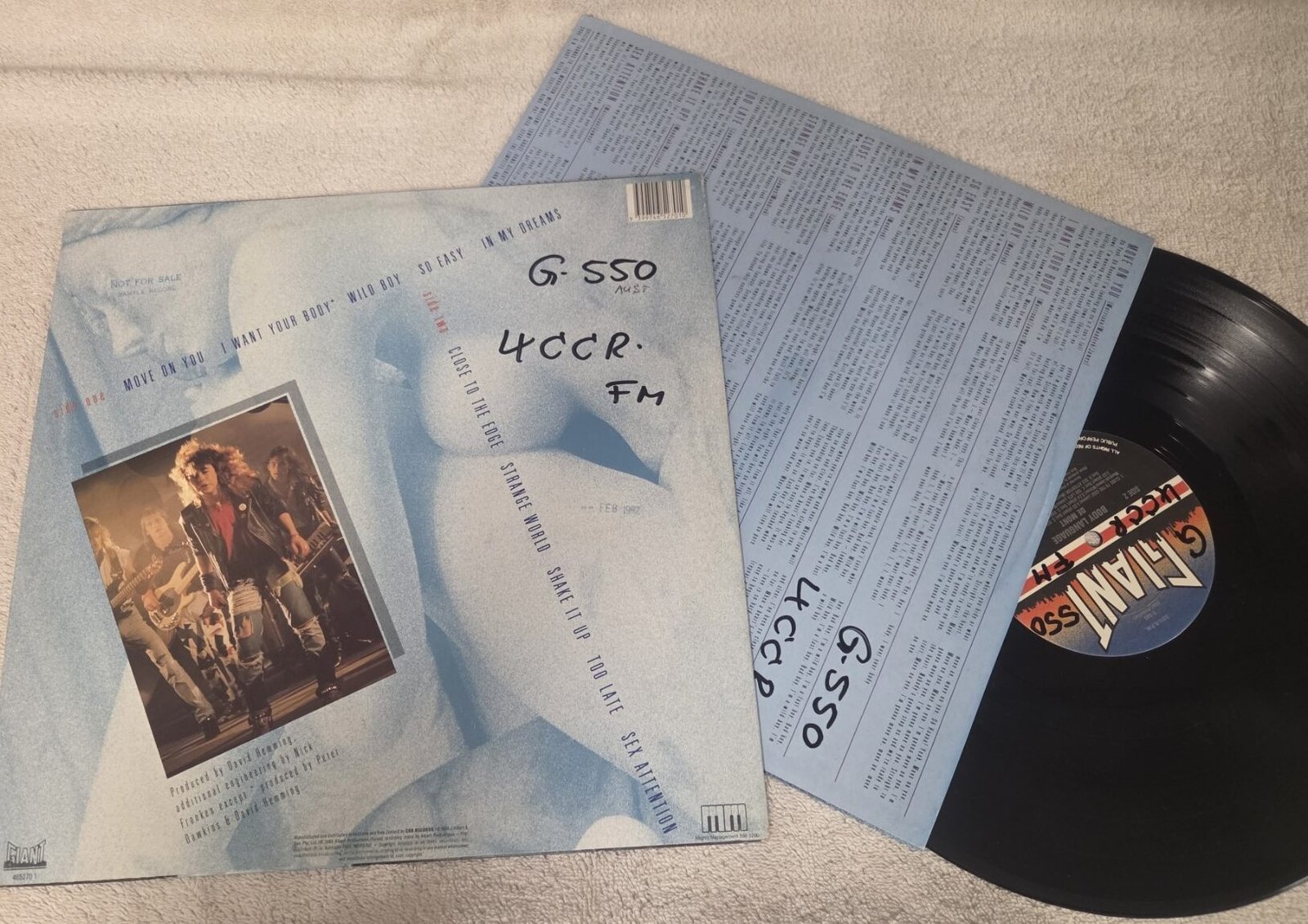 De Mont Body Language LP with original lyric inner sleeve