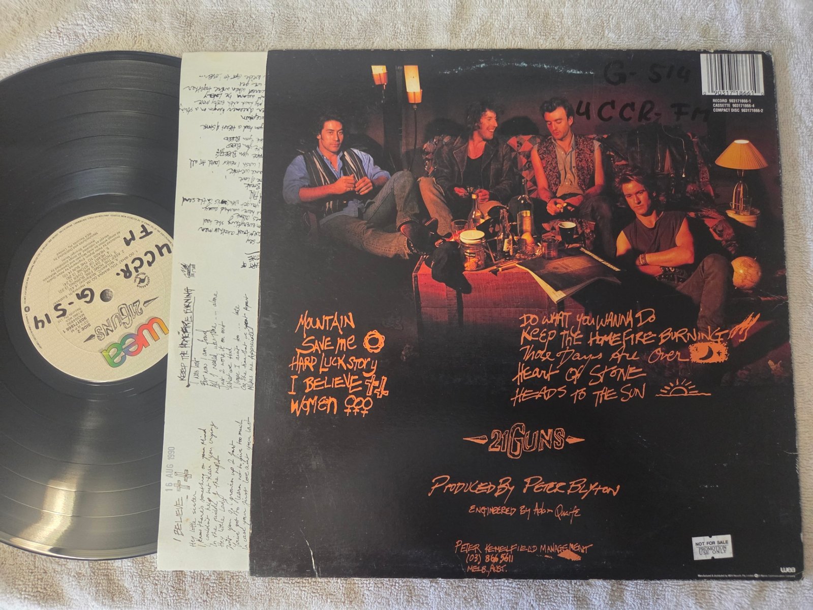 21 Guns 1990 Australian rock album with promotional insert