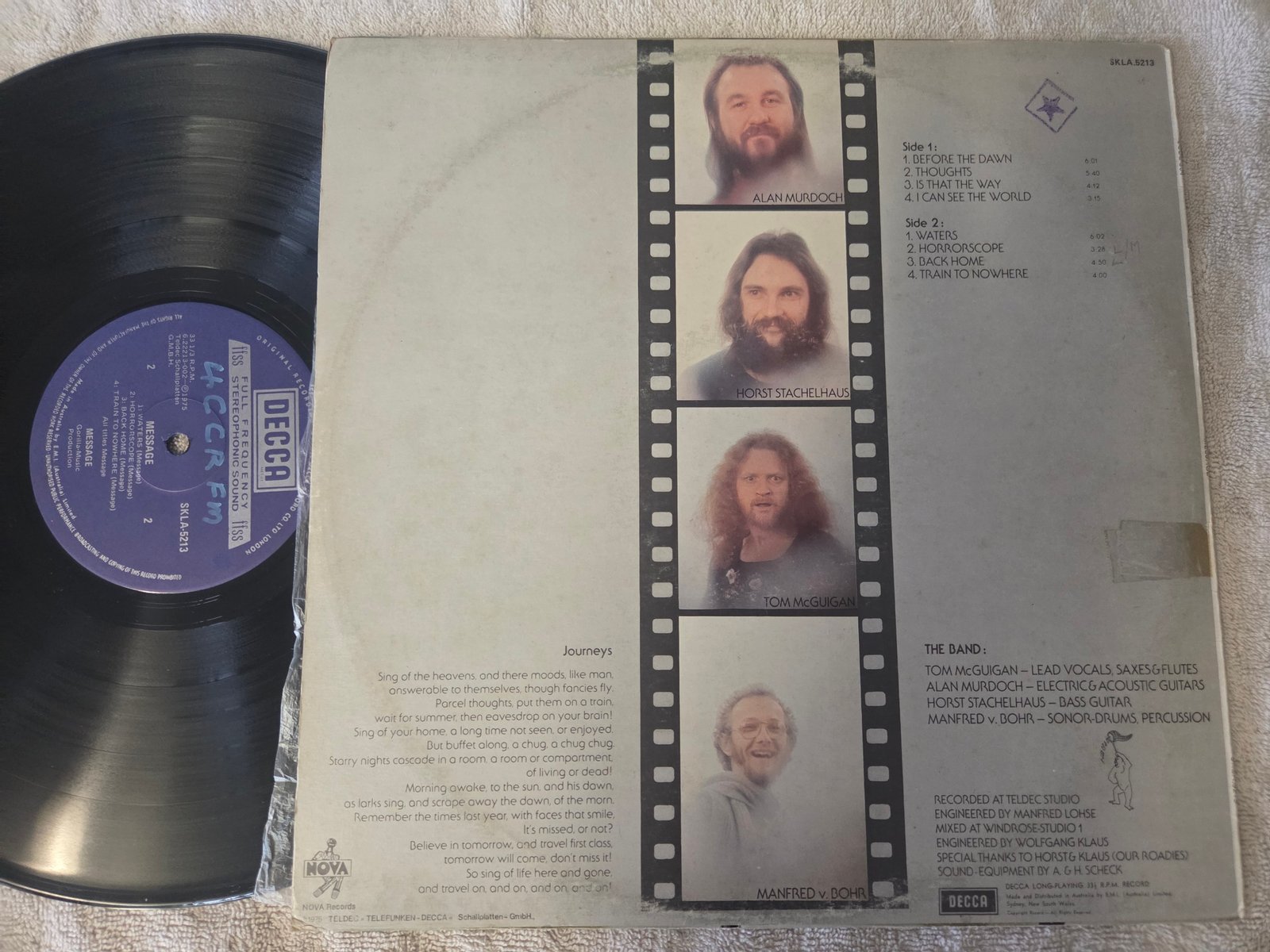 Message progressive rock vinyl record on Decca Records