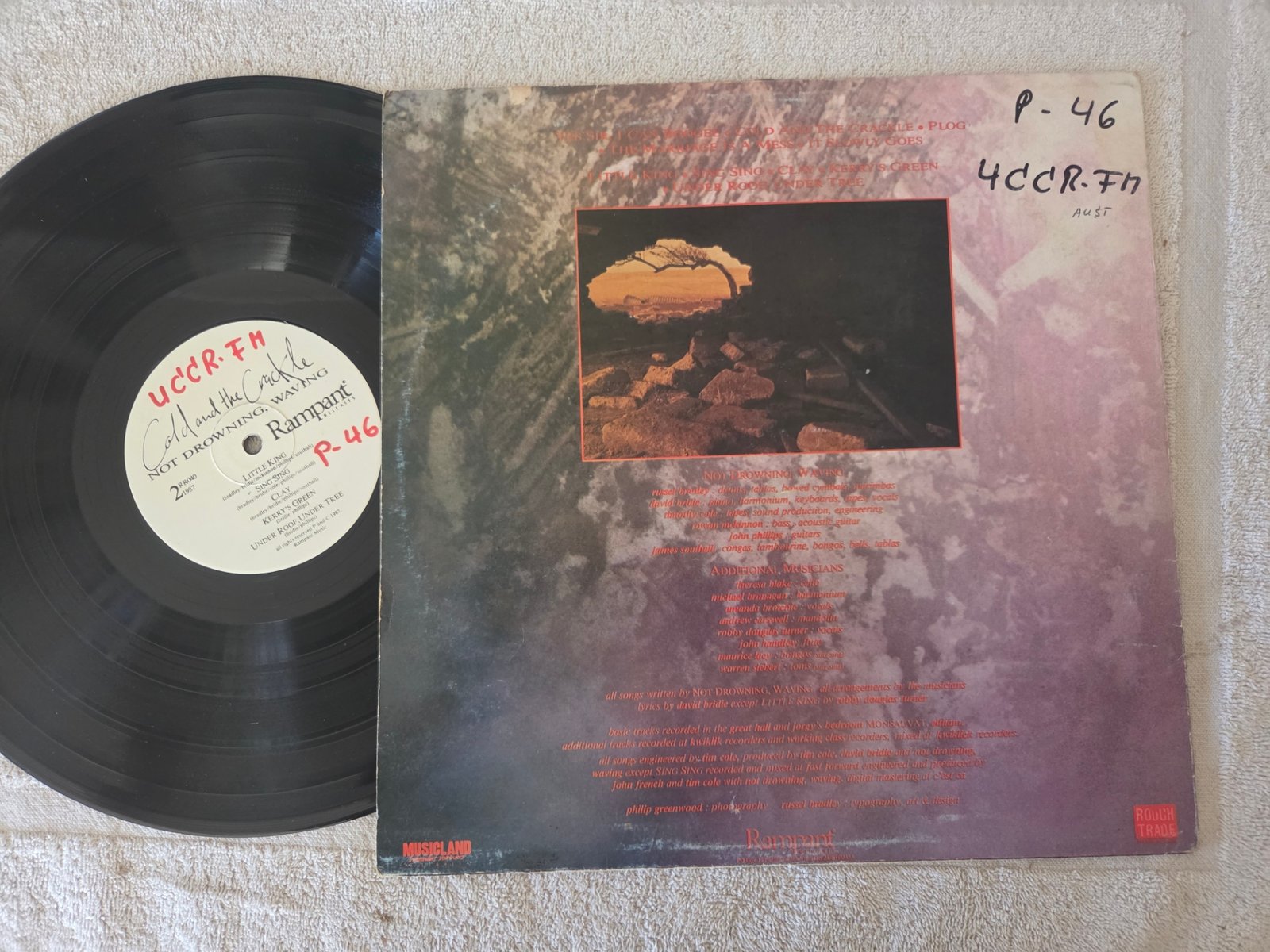 Cold and the Crackle record label and vinyl disc
