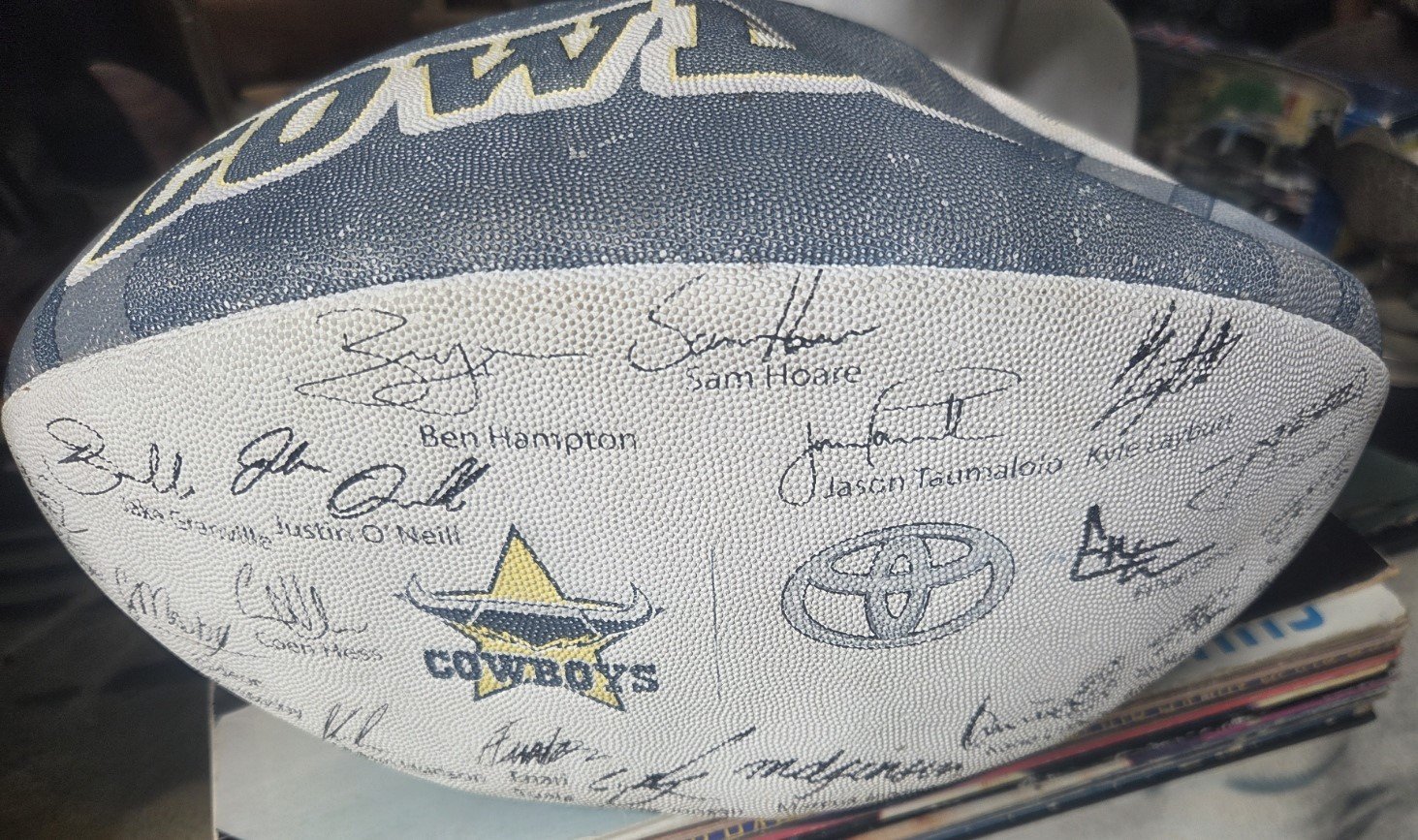 Cowboys football with multiple player signatures