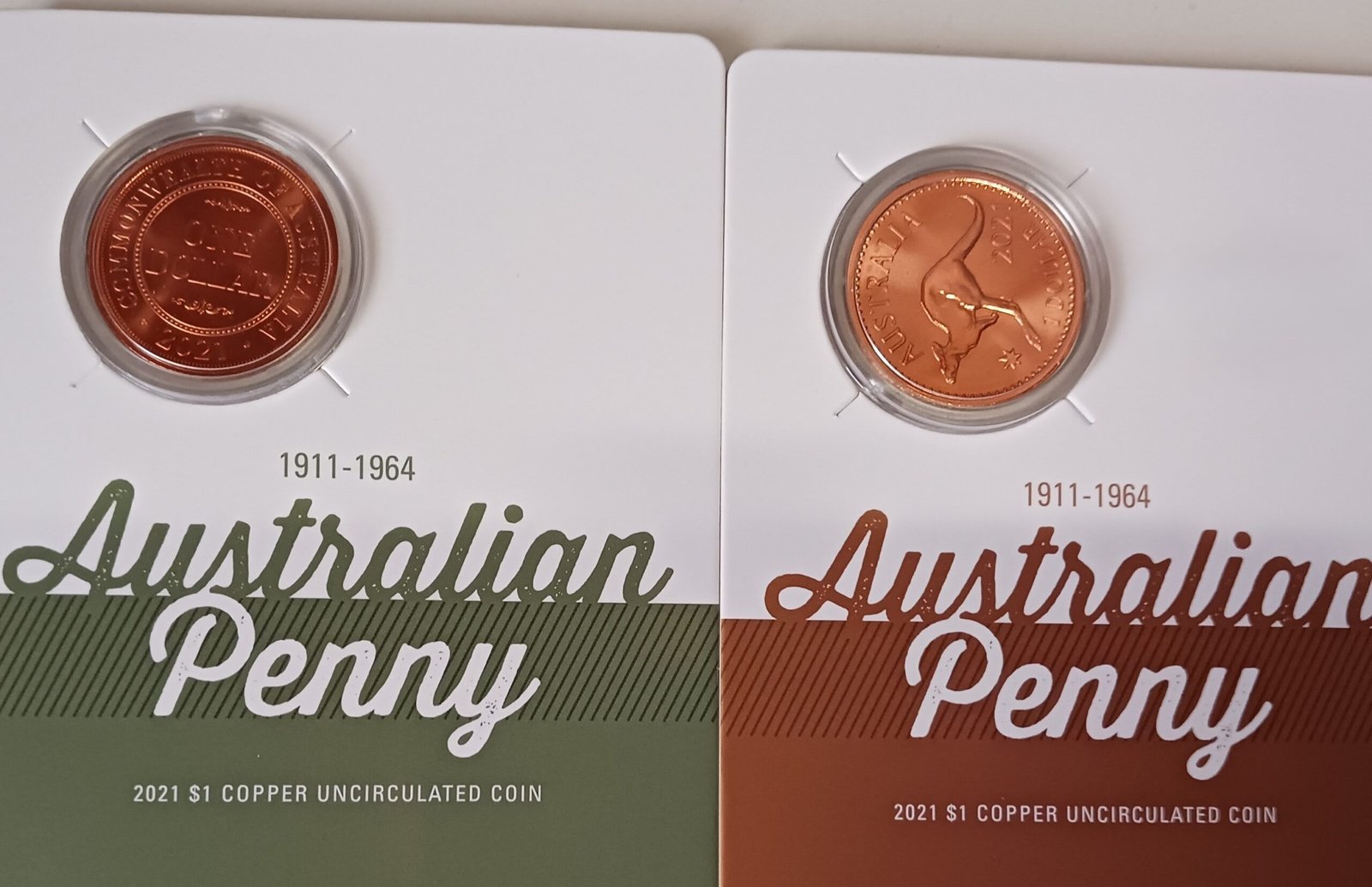 LOT 089 2021 Australian Penny 110th Anniversary Copper Uncirculated Coin Pair - Image 2