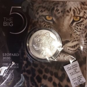 LOT101 South African Mint Big Five Leopard 2020 1oz Fine Silver Brilliant Uncirculated Coin