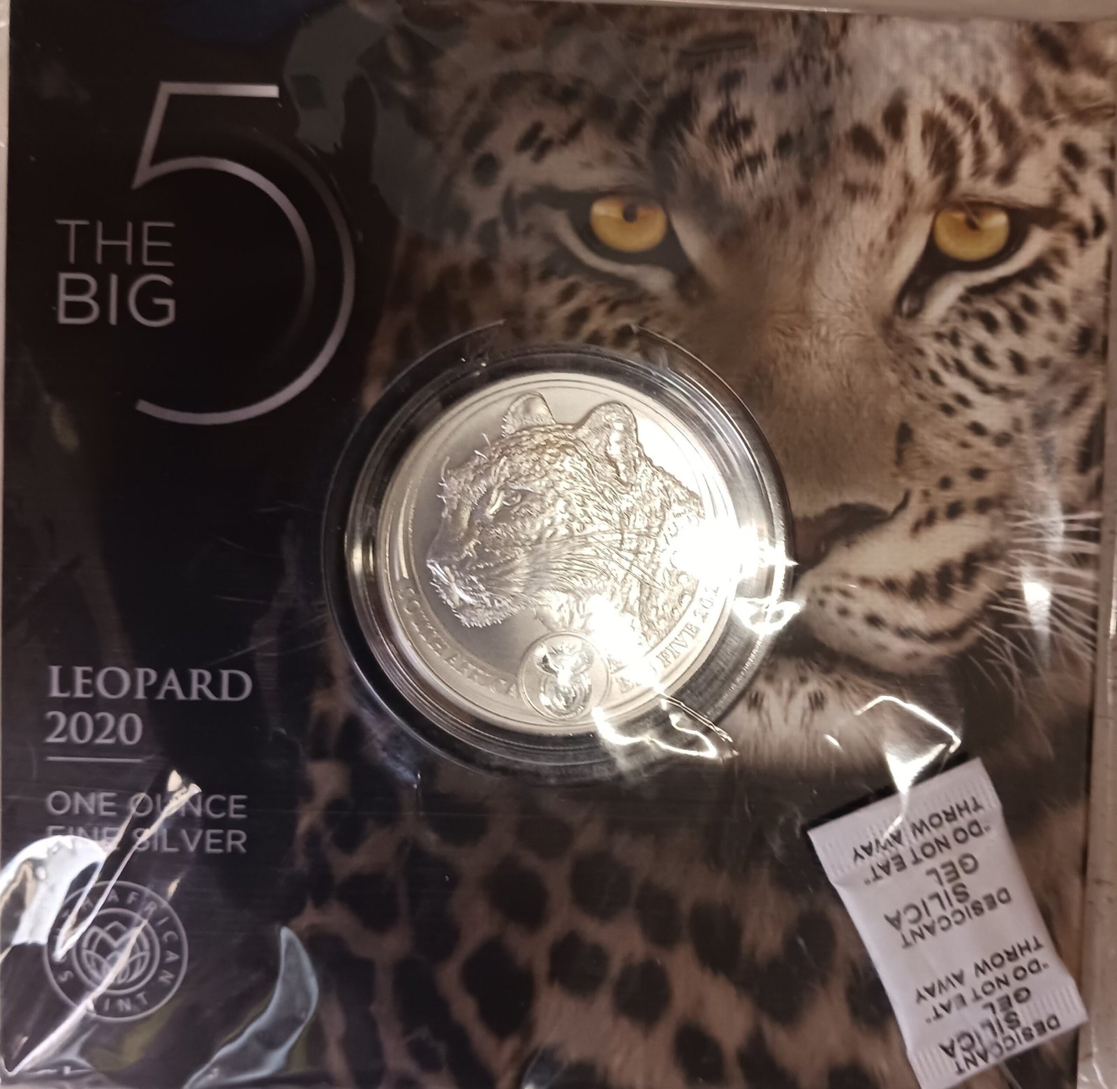 LOT101 South African Mint Big Five Leopard 2020 1oz Fine Silver Brilliant Uncirculated Coin