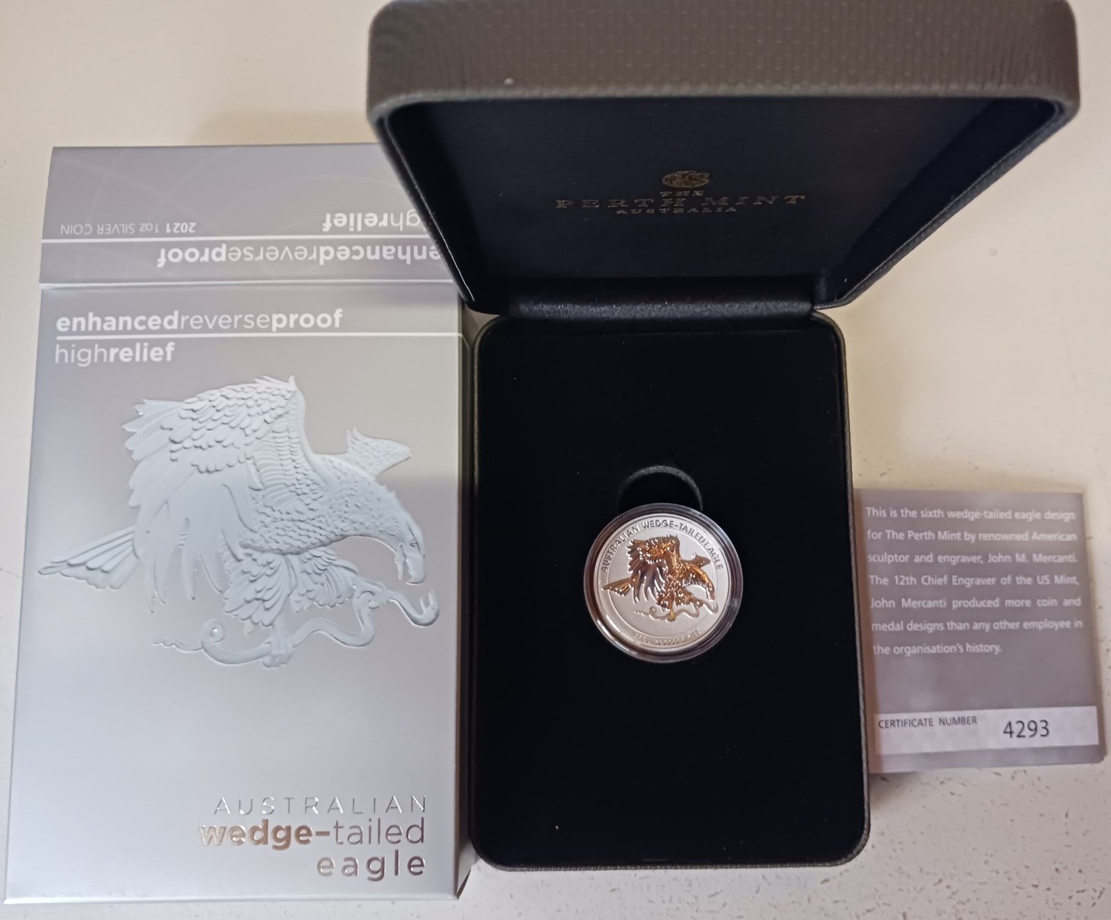 LOT 071 2021 Australian Wedge-Tailed Eagle 1oz Silver Enhanced Reverse Proof High Relief Coin