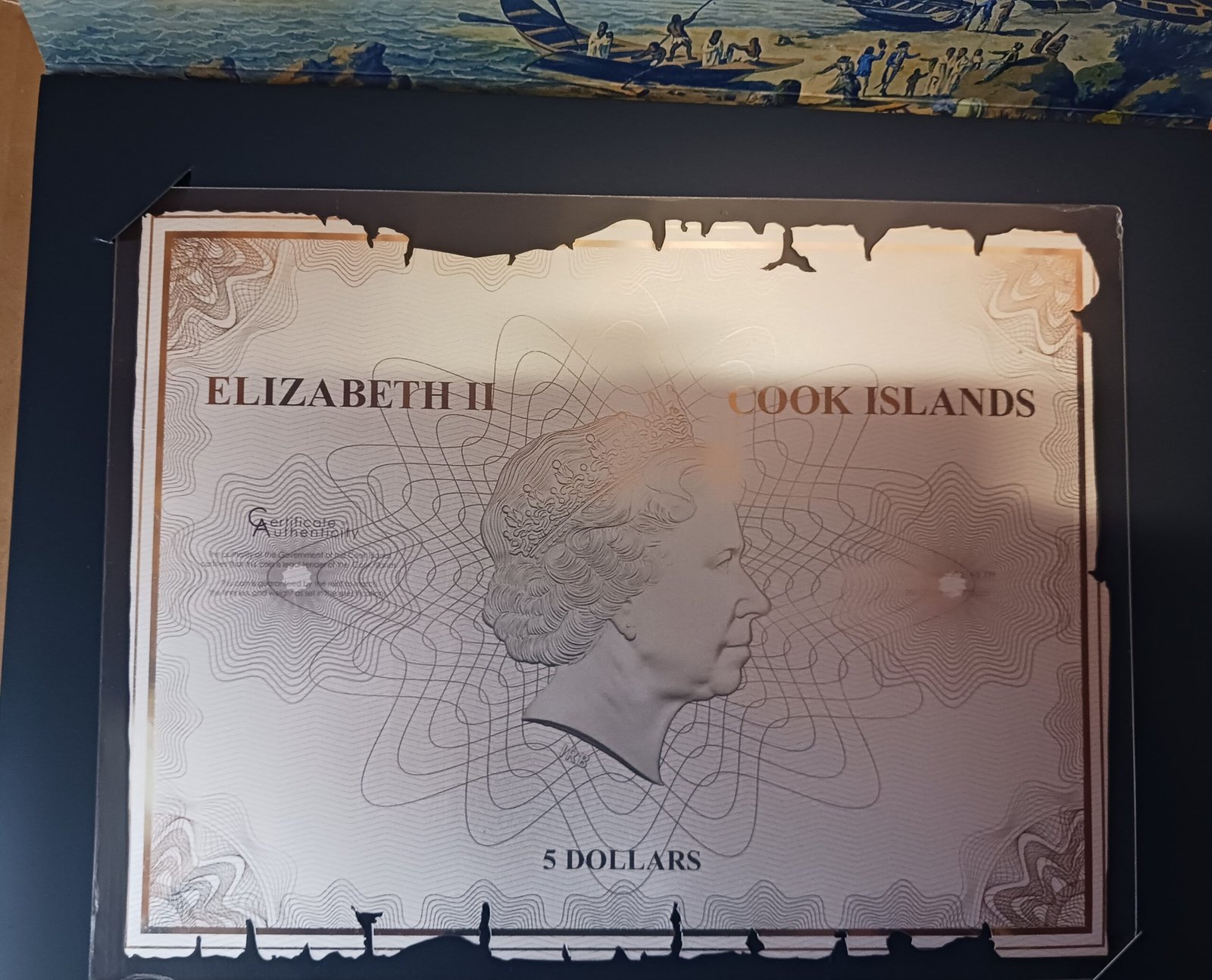 Cook Islands map shaped silver coin
