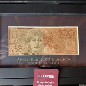 LOT105 Australian $100 Banknote 24 Carat Gold Foil Presentation Display