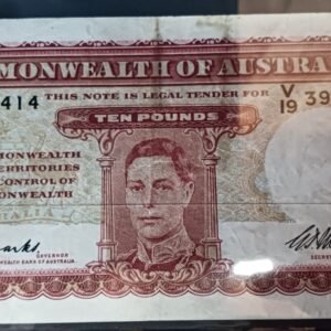 LOT117 Australian Ten Shillings Banknote – King George VI – Serial G90 408345