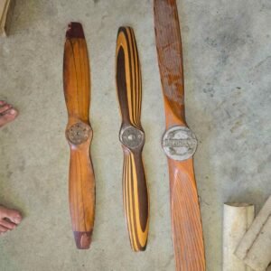 Collection of three laminated wooden aircraft propellers