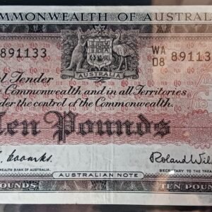 LOT 123 - Australian Ten Pounds Banknote – Governor Phillip – Serial WA08 891133